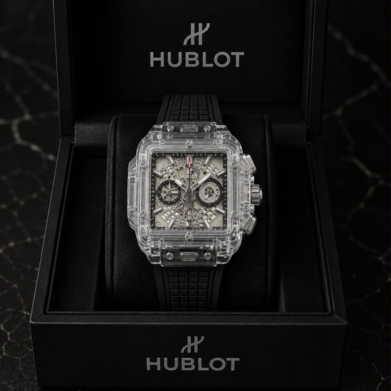 Hublot square Bang unico sapphire