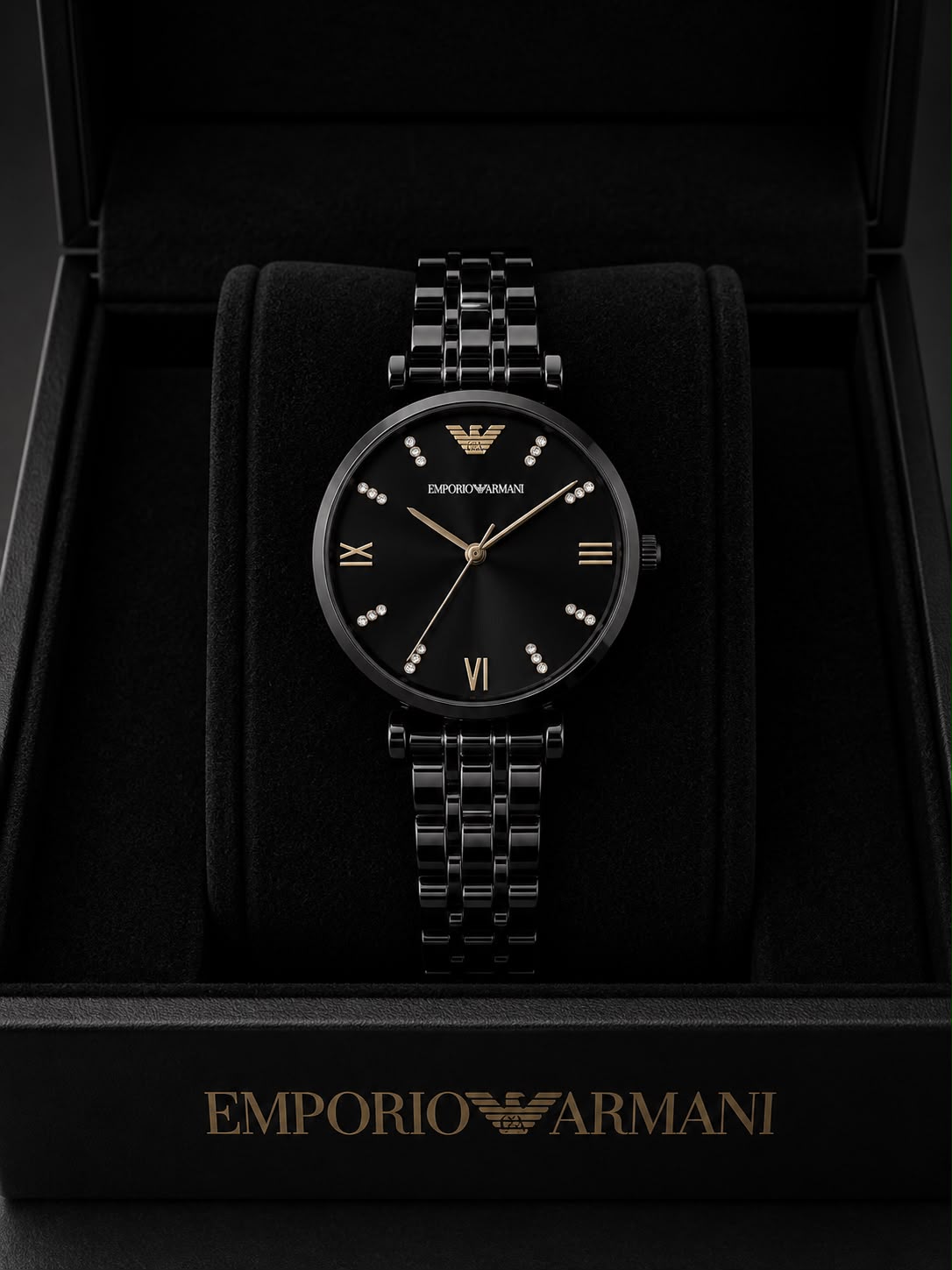 Emporio Armani Gianni T-Bar Women's Watch (all-black)