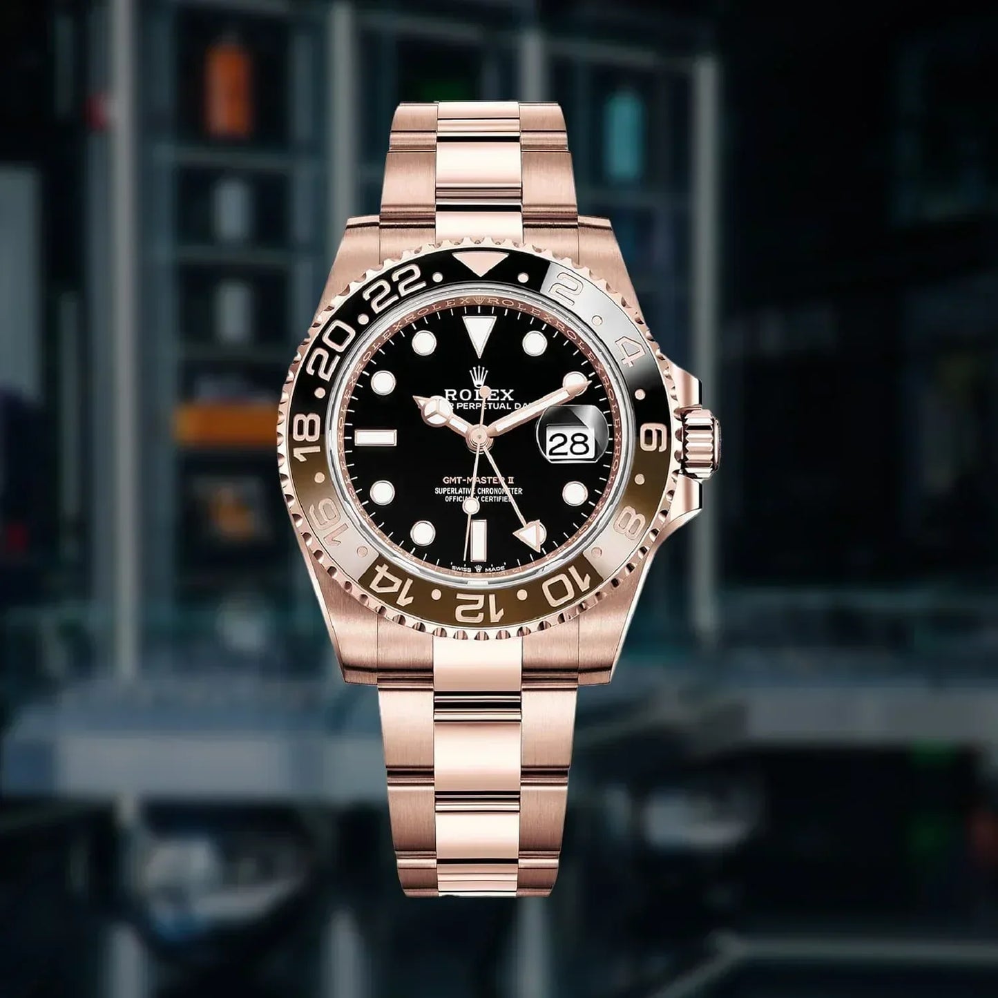 Rolex Gmt Master Rosegold Gold Black Metal Virat Watch