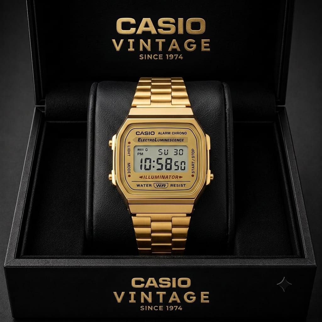 Casio Vintage A168WG-9WDF gold digital watch